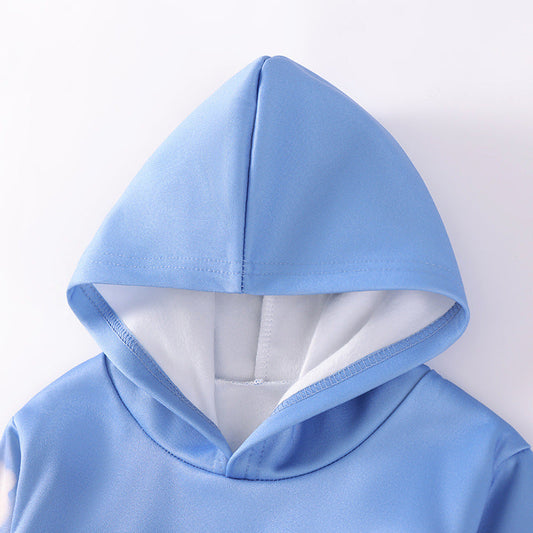 Spring and Autumn Girls Cartoon Pattern Long Sleeves Hoodie and Pants Clothing Set