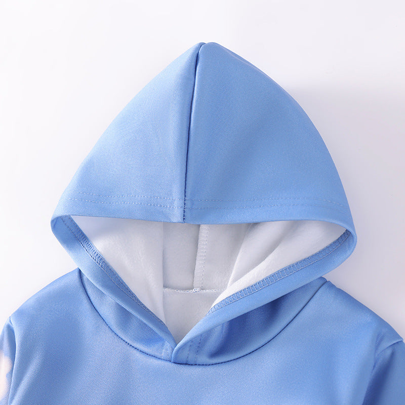 Spring and Autumn Girls Cartoon Pattern Long Sleeves Hoodie and Pants Clothing Set