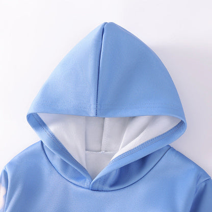 Spring and Autumn Girls Cartoon Pattern Long Sleeves Hoodie and Pants Clothing Set