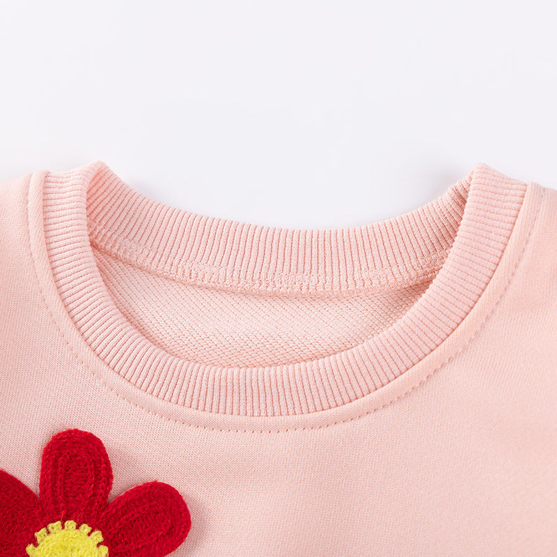 Spring and Autumn Girls Flowers Pattern Long Sleeves Top and Pants Clothing Set