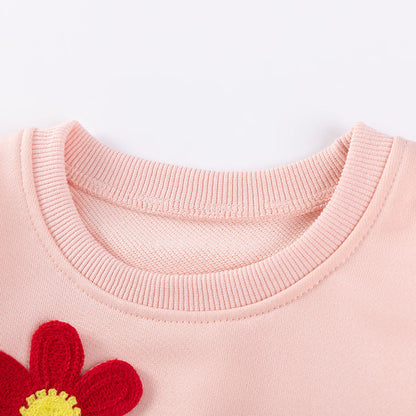 Spring and Autumn Girls Flowers Pattern Long Sleeves Top and Pants Clothing Set