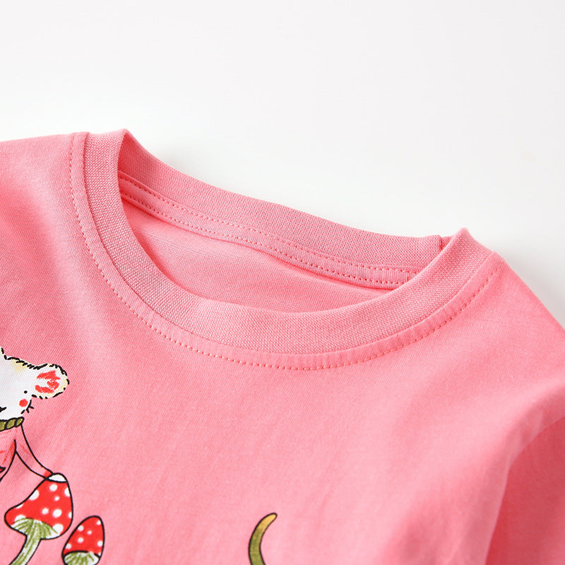 Spring and Autumn Girls Floral Pattern Long Sleeves Top and Pants Clothing Set