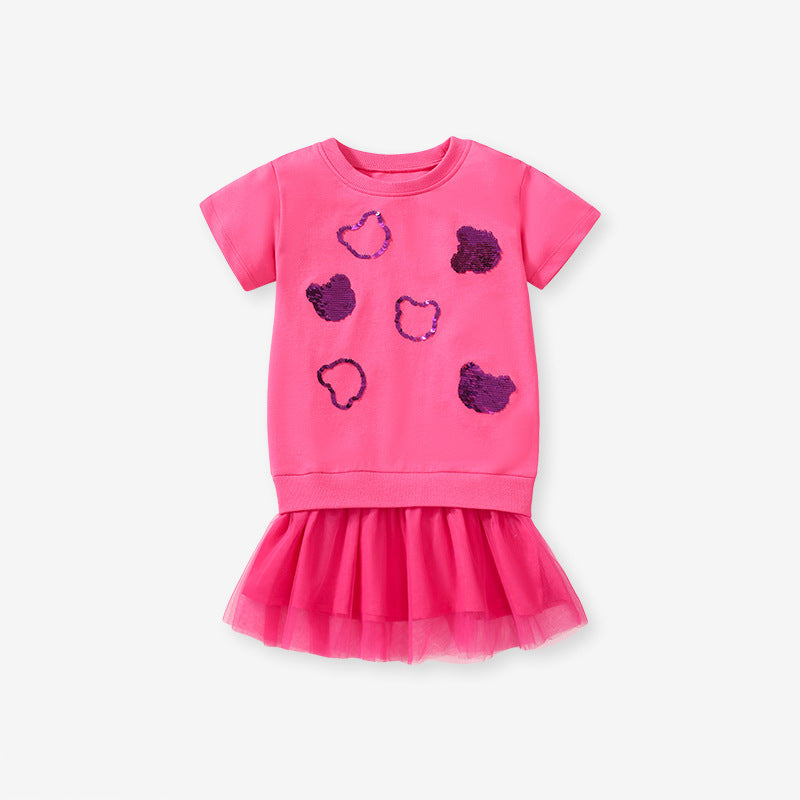 Girls’ Clothing Summer Collection – Teddy Sequin Children’s T-Shirt Dress
